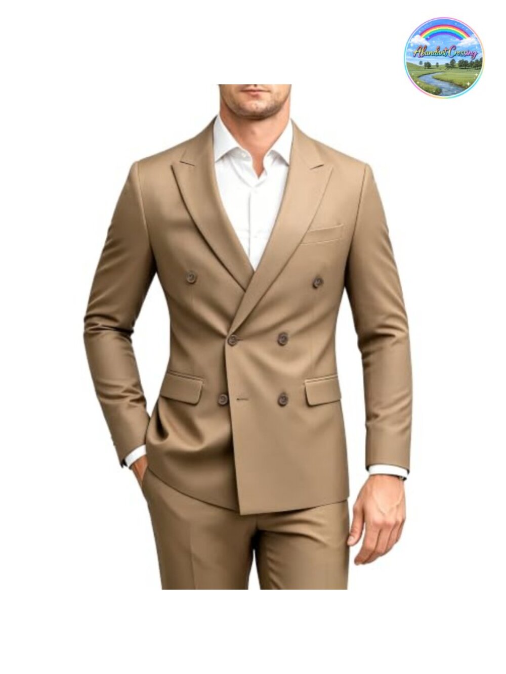 Men's Double Breasted Slim Fit 2 Piece Suit with Pants